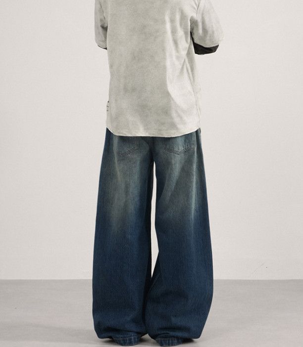 Japanese Brand Wide-leg men's street loose straight versatile jeans Size US 32 / EU 48 - 2 Thumbnail