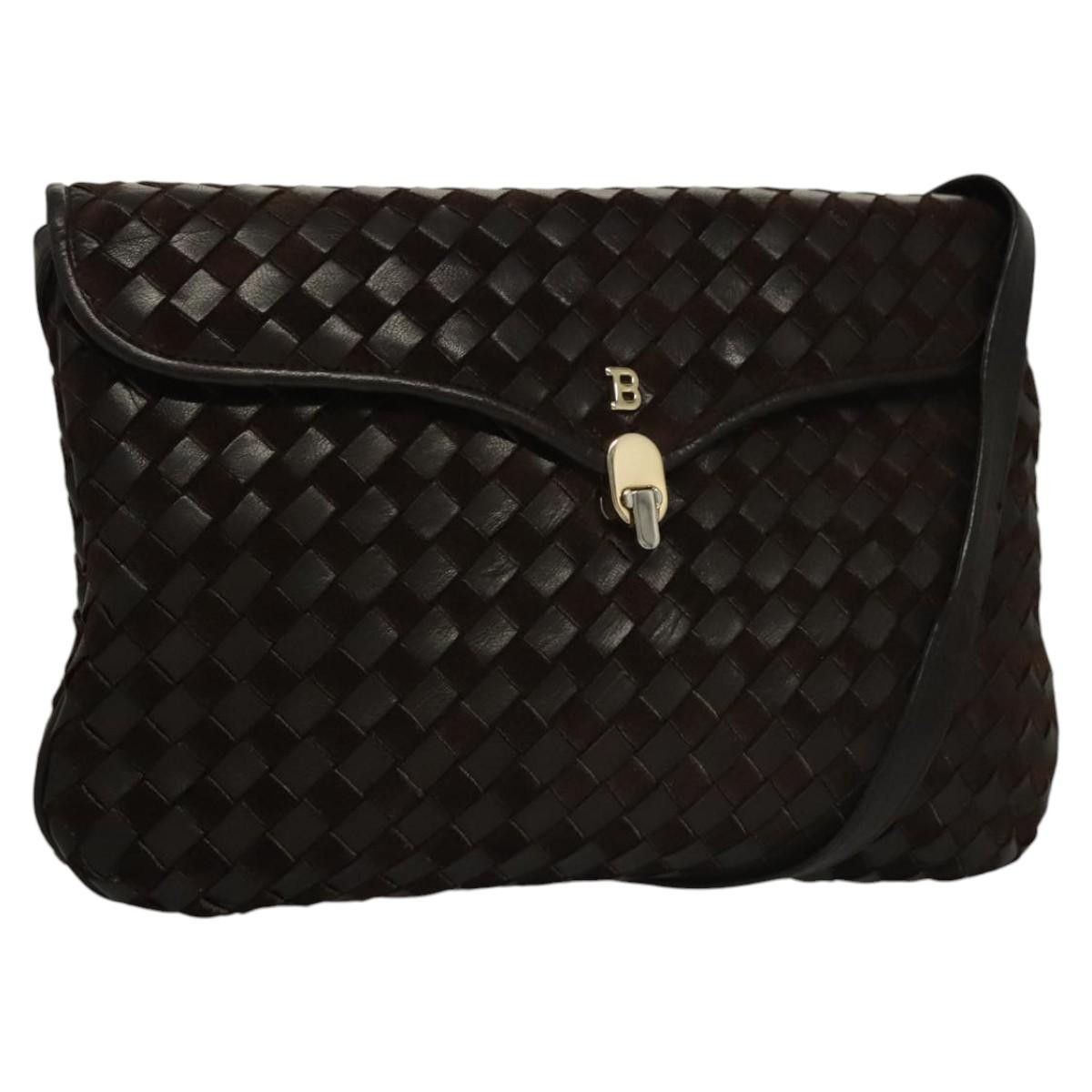 Bally Shoulder Bag Suede Leather Brown Gold Auth Ba861 in Brown/Gold, Women's