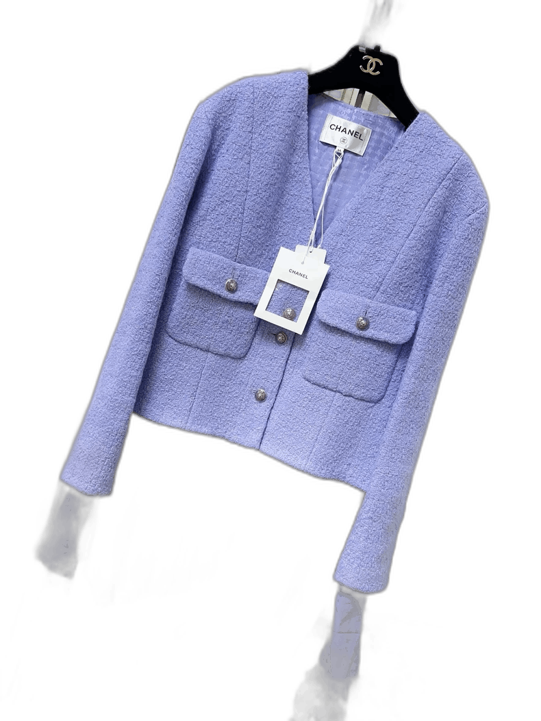 Chanel Chanel Purple Tweed Jacket with Pockets Size M / US 6-8 / IT 42-44 - 1 Thumbnail