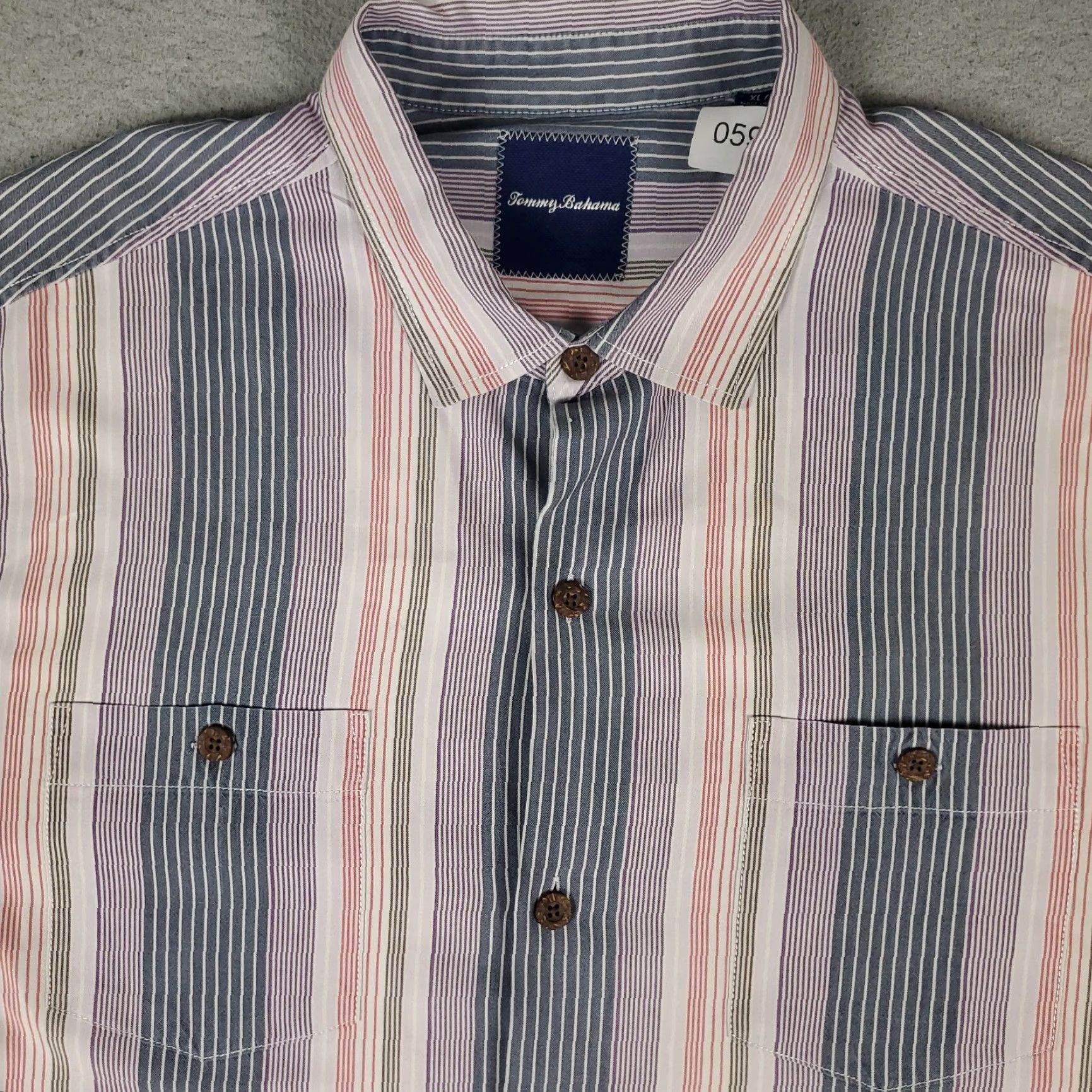 Tommy Bahama Tommy Bahama Button-Up Shirt Mens XL Blue Striped Silk Short Sleeve Tropical Size US XL / EU 56 / 4 - 2 Thumbnail