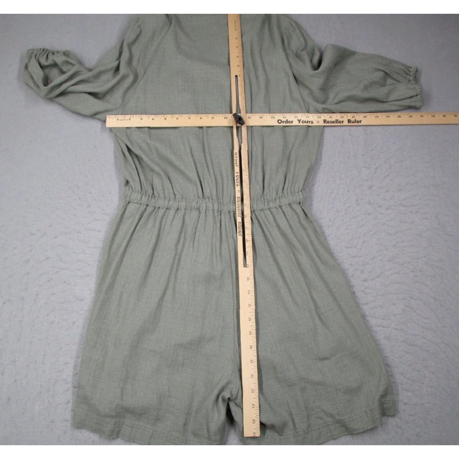Splendid Splendid Mary Lawless Romper Women XL Green 3/4 Sleeve Linen Blend Size 40" / US 18 - 6 Thumbnail