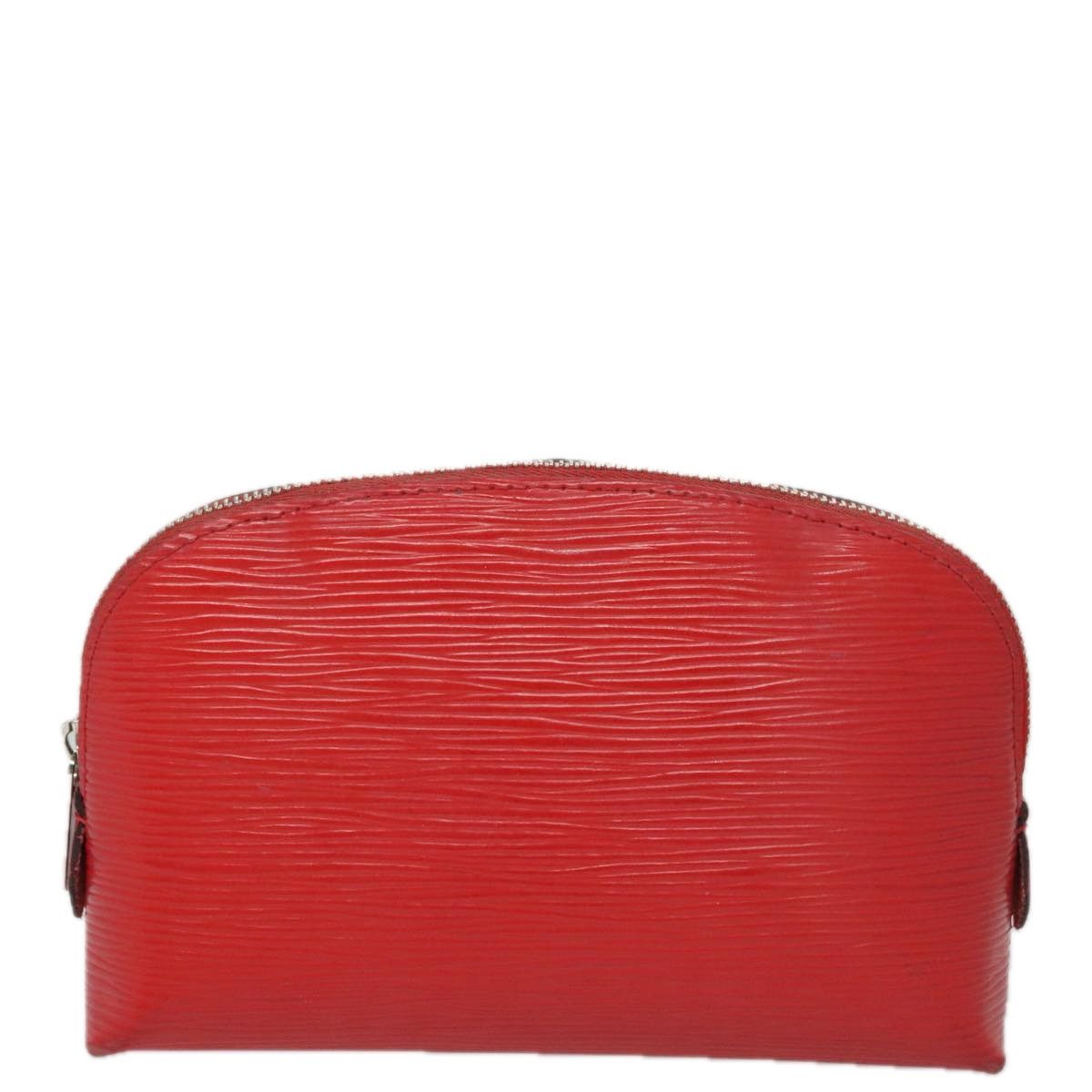 Cosmetic Pouch Red Leather Clutch Bag (Pre-Owned)