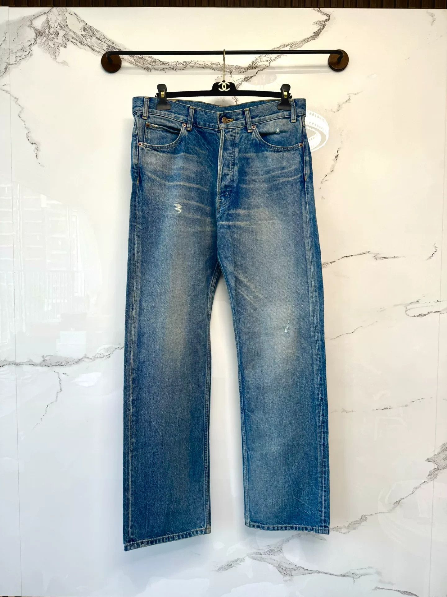 Celine celine blue washed straight leg jeans Size US 33 - 1 Thumbnail