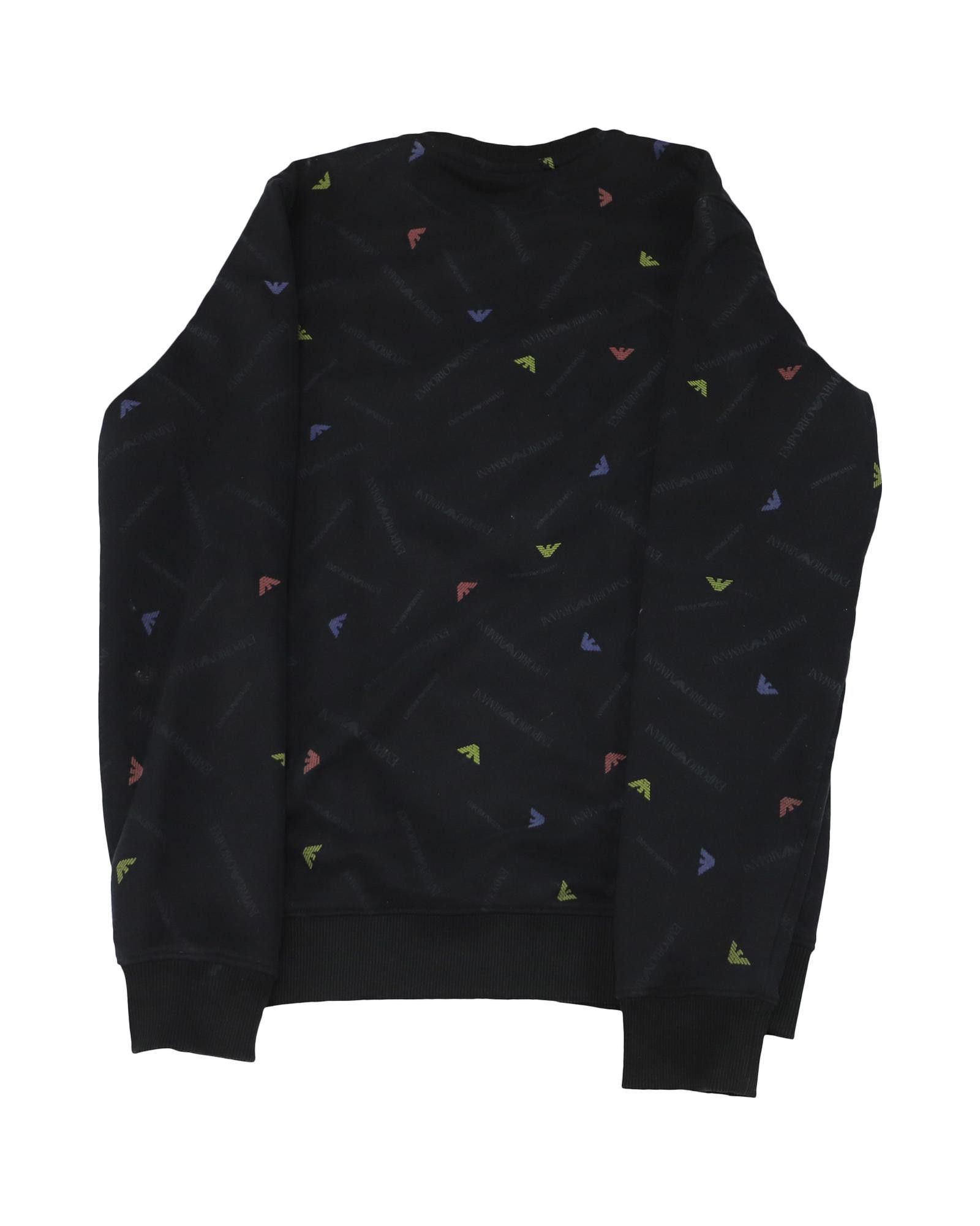image of Emporio Armani Logo Cotton Sweatshirt With Multicolor Brand Design in Black, Women's (Size Large)