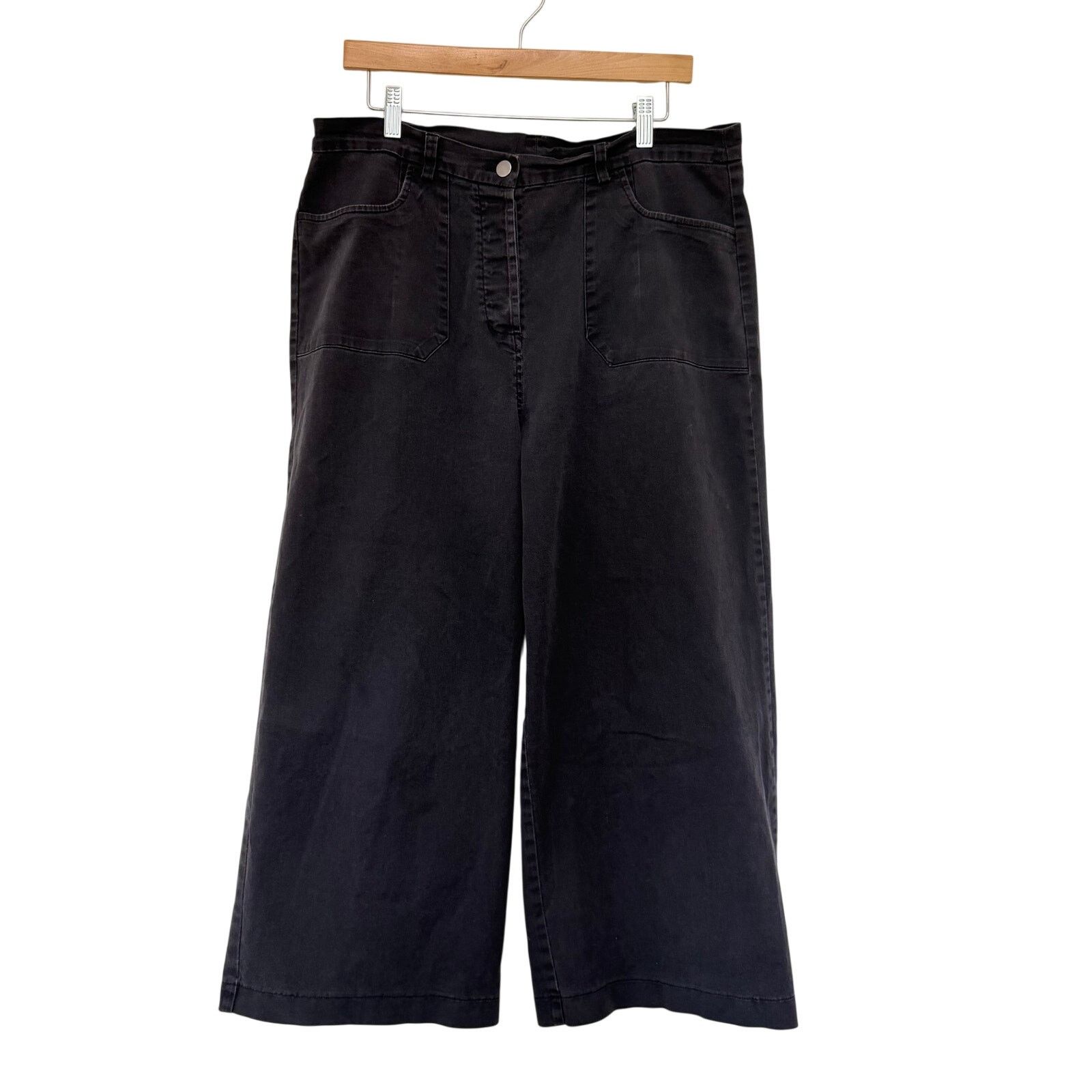 Other Loup Simone Black Wide Leg Cropped Jeans Sz 1X Size 34" / US 12 / IT 48 - 1 Thumbnail