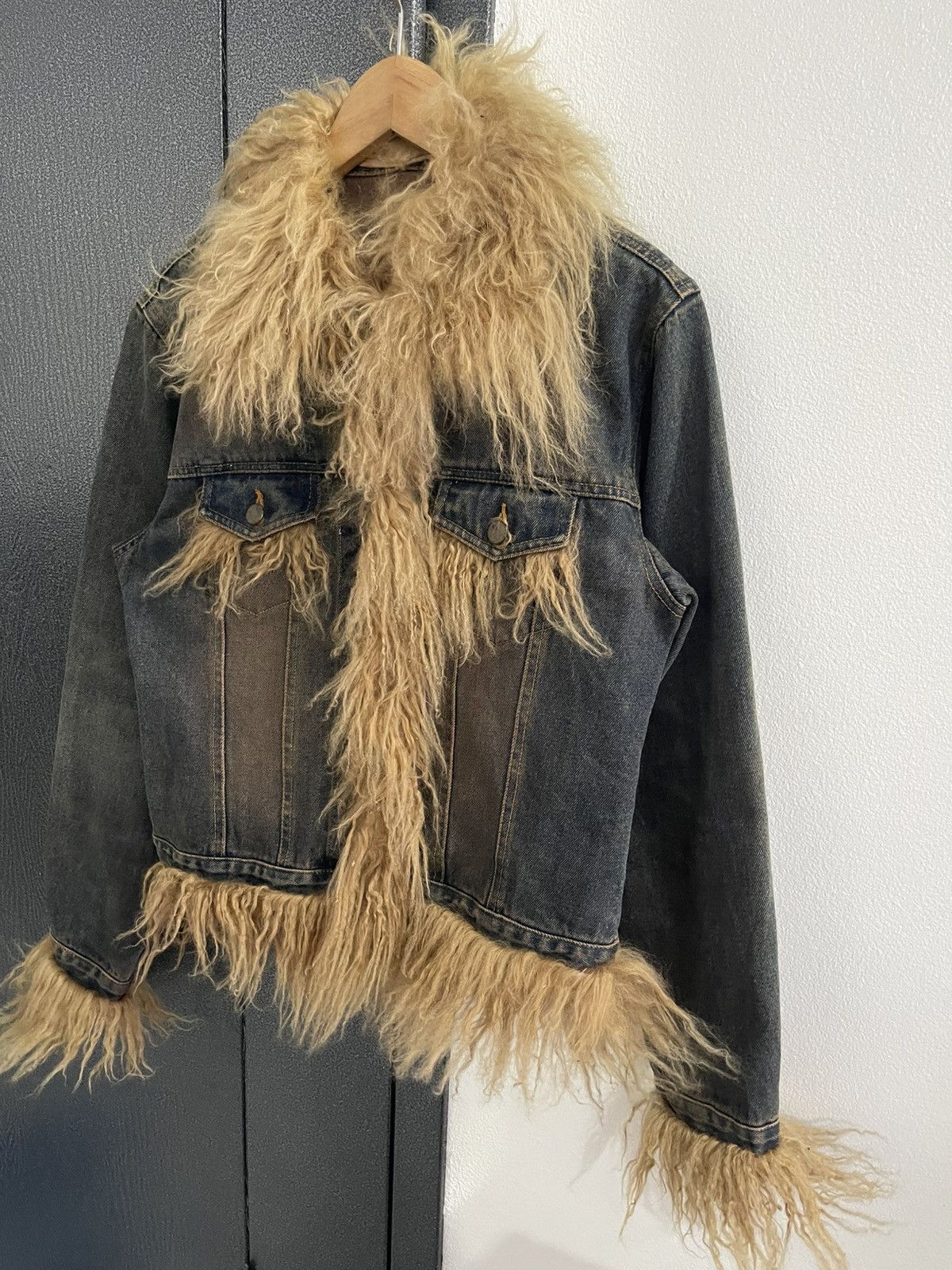 Japanese Brand Vintage Unbrand Faux Fur Collar Denim Jacket Size L / US 10 / IT 46 - 2 Thumbnail