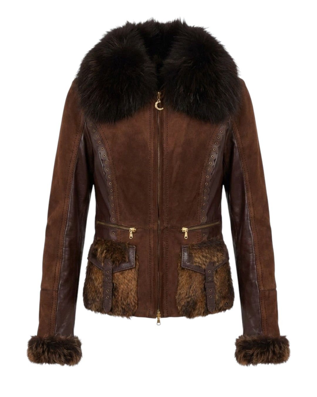 Roberto Cavalli ARCHVIE FOX FUR SHEARLING LEATHER JACKET Size S / US 4 / IT 40 - 1 Thumbnail