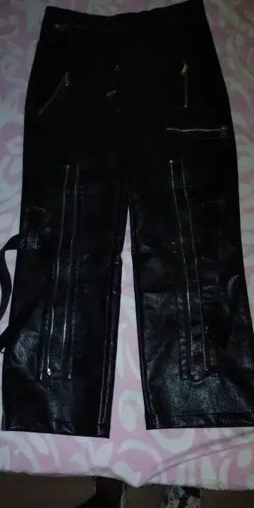 VIBE Pu Leather Pants with Zippers Belt Size US 30 / EU 46 - 3 Thumbnail