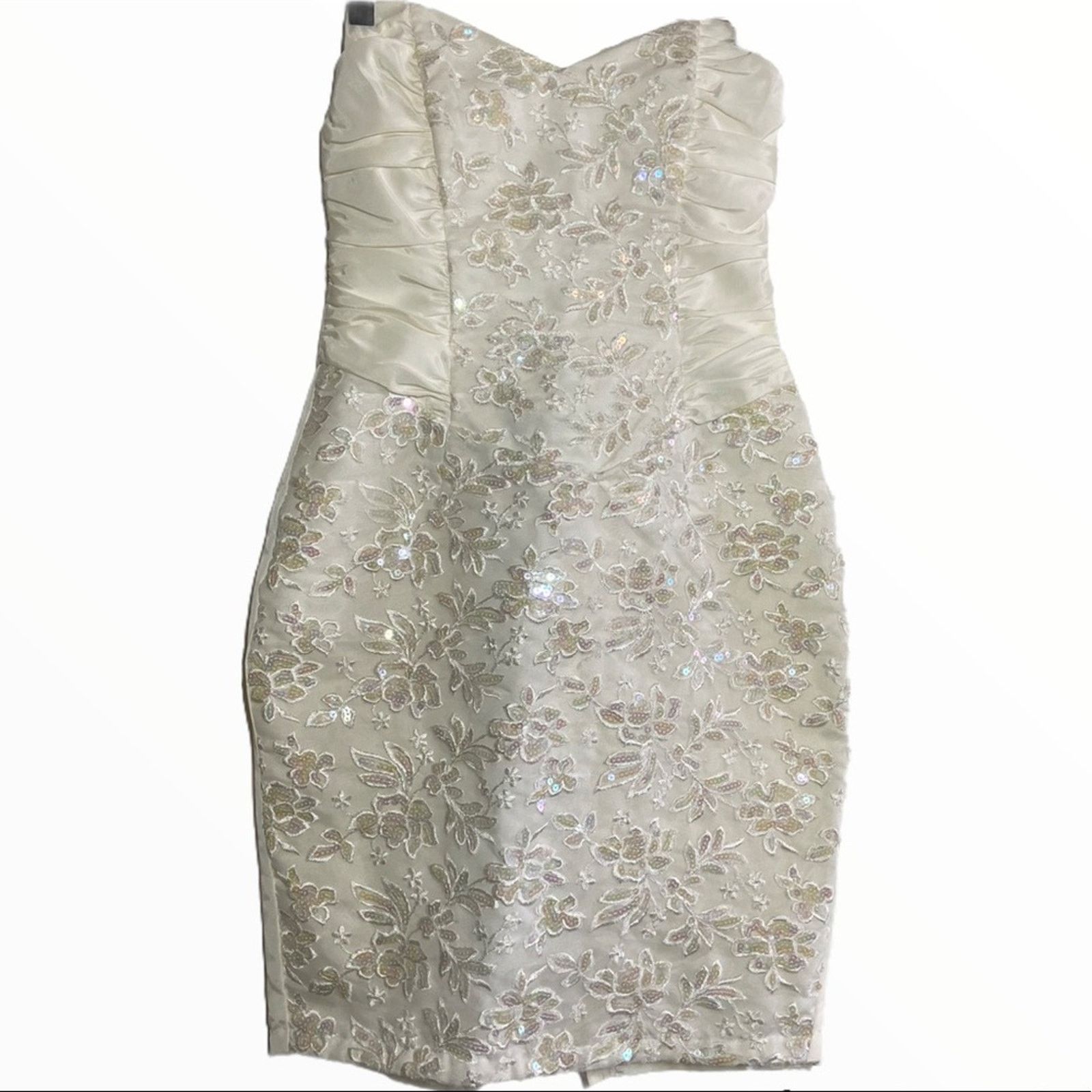 image of Gunne Sax Dress Strapless Sequin White Jessica Mcclintock S, Women's (Size Small)