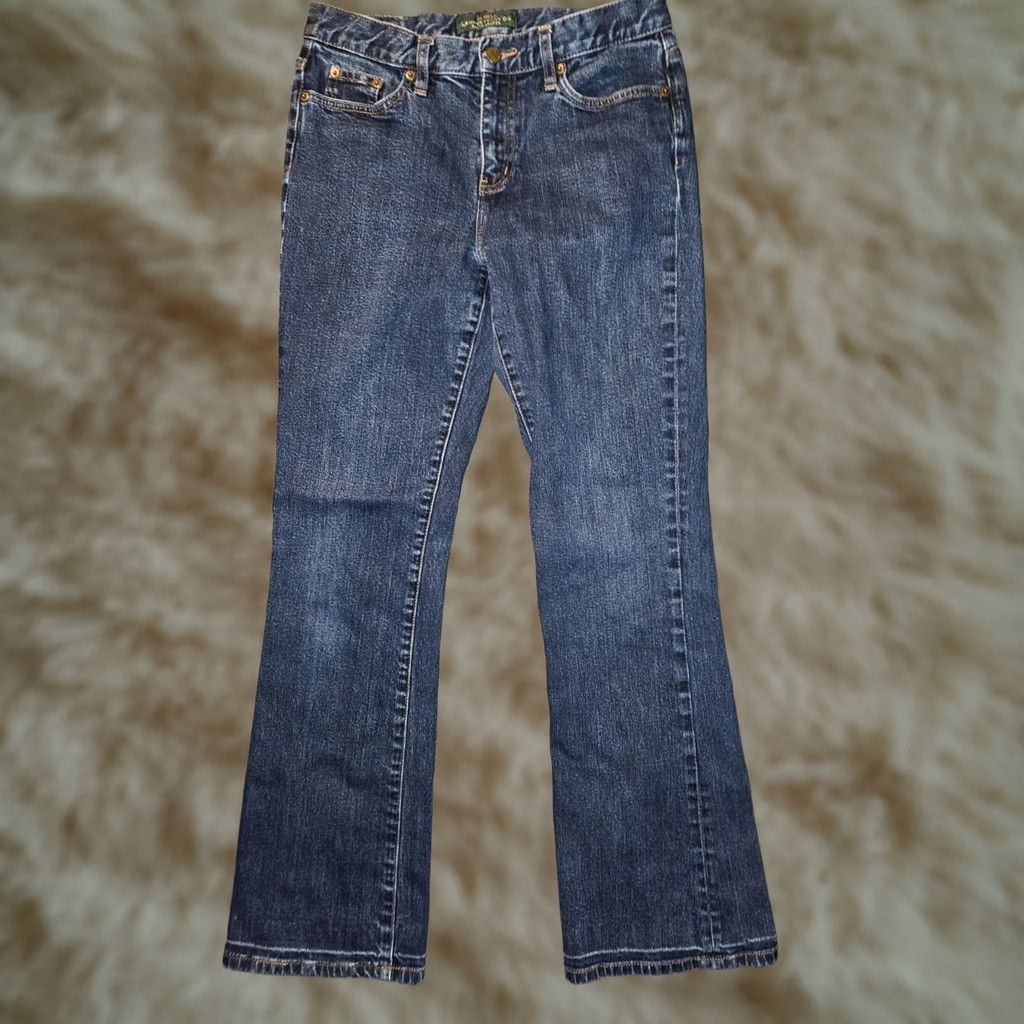 Ralph Lauren VINTAGE Lauren Ralph Lauren Bootcut Jeans Women 6 Blue Mid Rise 29 Inseam Regular Fit City 90s Preppy Logo Button Zipper Size 28" / US 6 / IT 42 - 1 Thumbnail