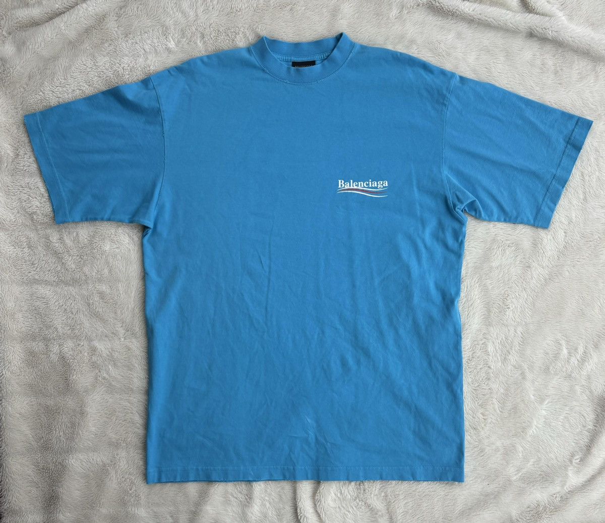 Balenciaga Balenciaga Blue Campaign Logo Tees Size US L / EU 52-54 / 3 - 1 Thumbnail
