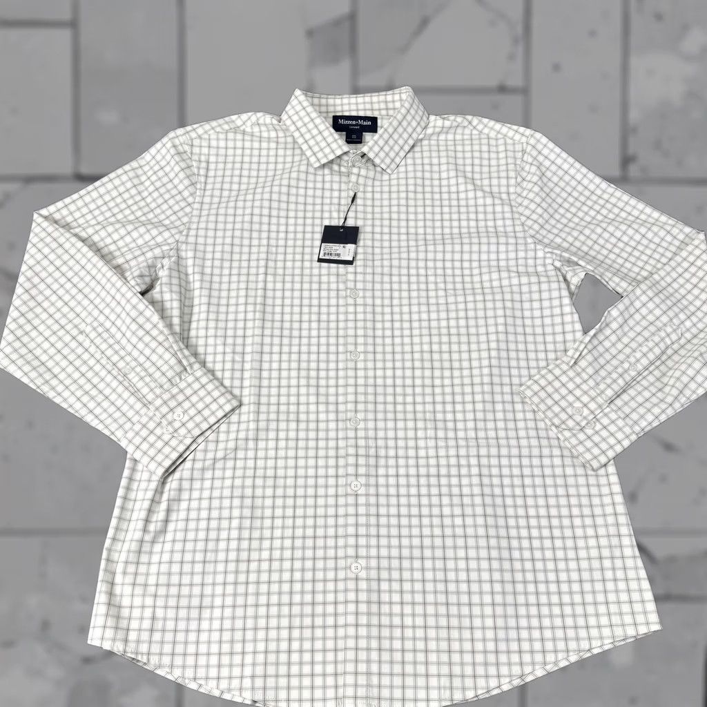 Mizzen+Main Mizzen+Main Leeward Dress Shirt Mens 2XL White Eric Plaid Trim Fit Long Sleeve Size 48R - 1 Thumbnail
