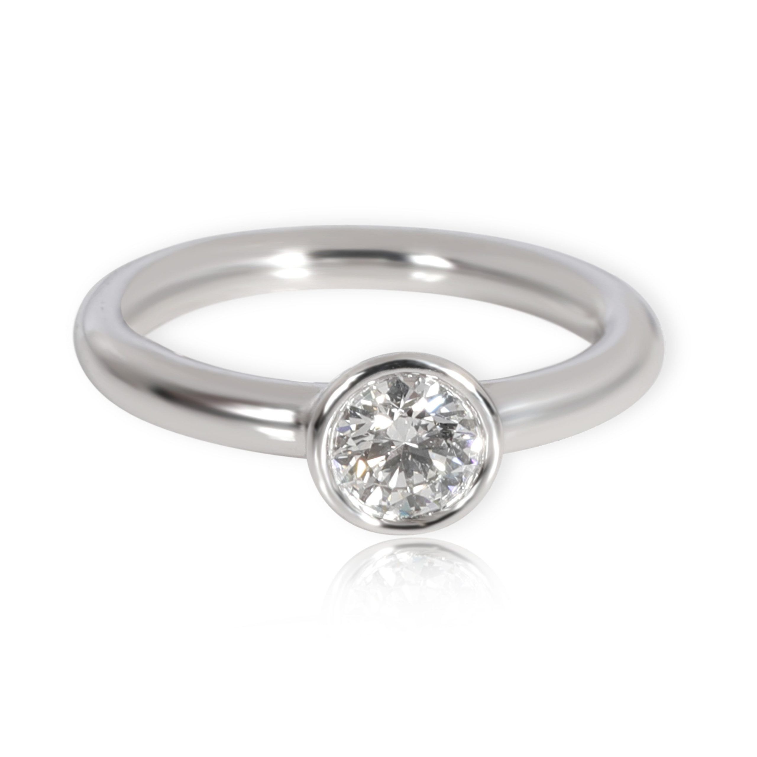 image of Tiffany Co Tiffany & Co. Bezel Diamond Engagement Ring In Platinum D Vvs2 0.40 Ctw in Silver, Women