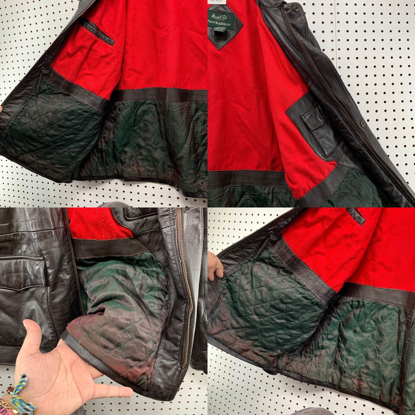 Vintage VINTAGE Marshall Field's Leather Field Jacket Mens XL Brown Red Wool Lining Jacket Size US XL / EU 56 / 4 - 9 Thumbnail