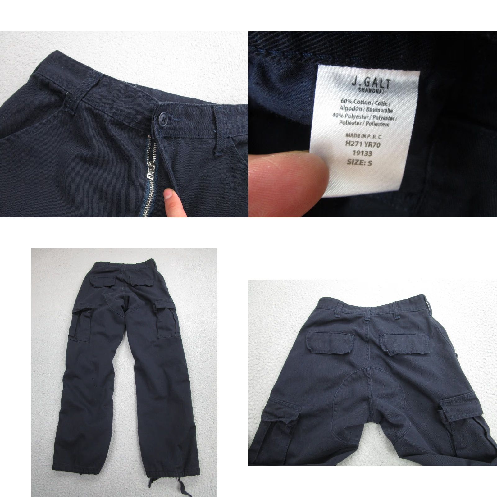 Vintage J Galt Cargo Pants Womens Small Blue Utility Drawstring Cargo Paratrooper Size 28" / US 6 / IT 42 - 8 Thumbnail