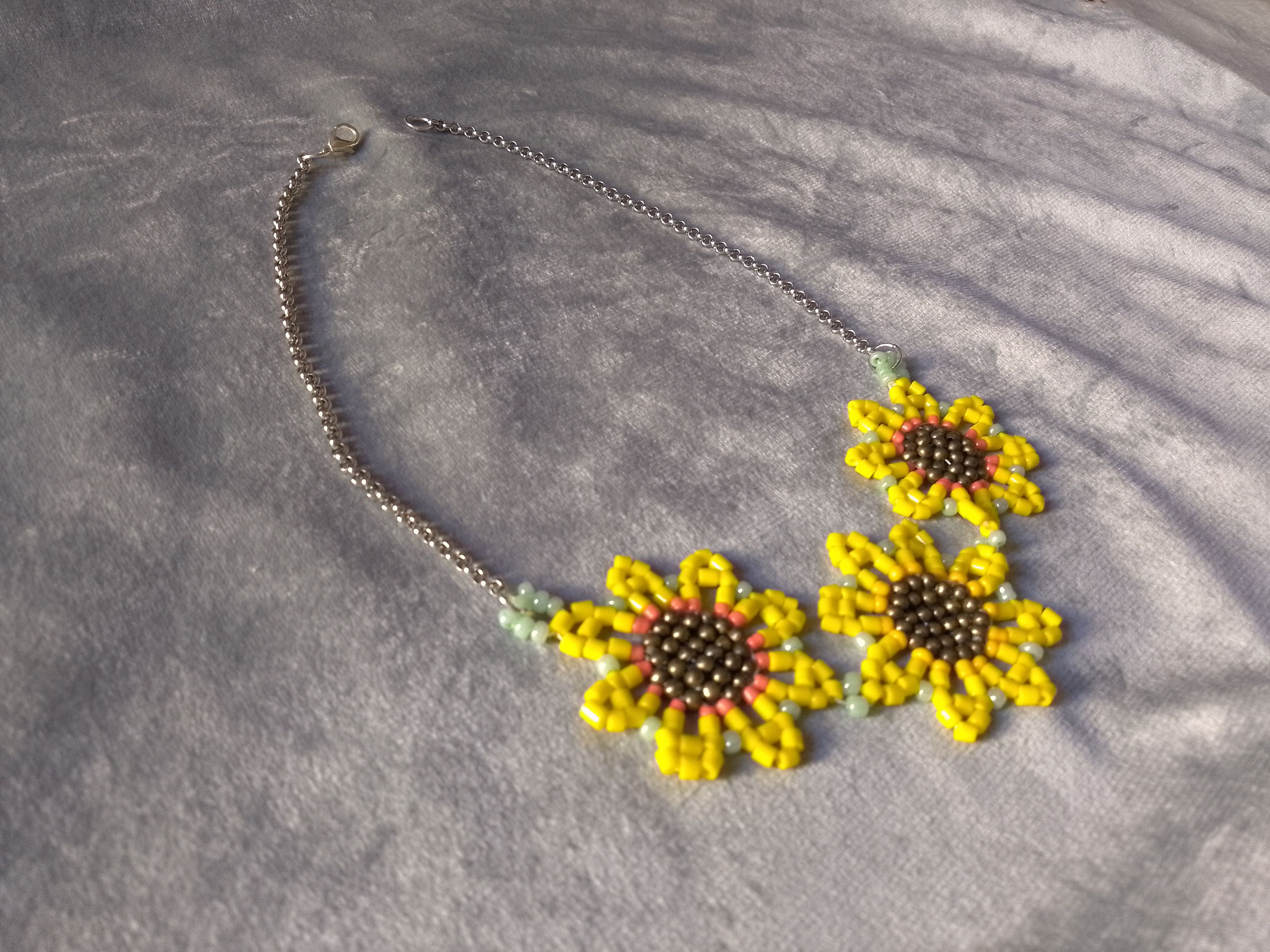 Handmade Necklace Sunflower Beaded Boho style Elegant Size ONE SIZE - 4 Thumbnail