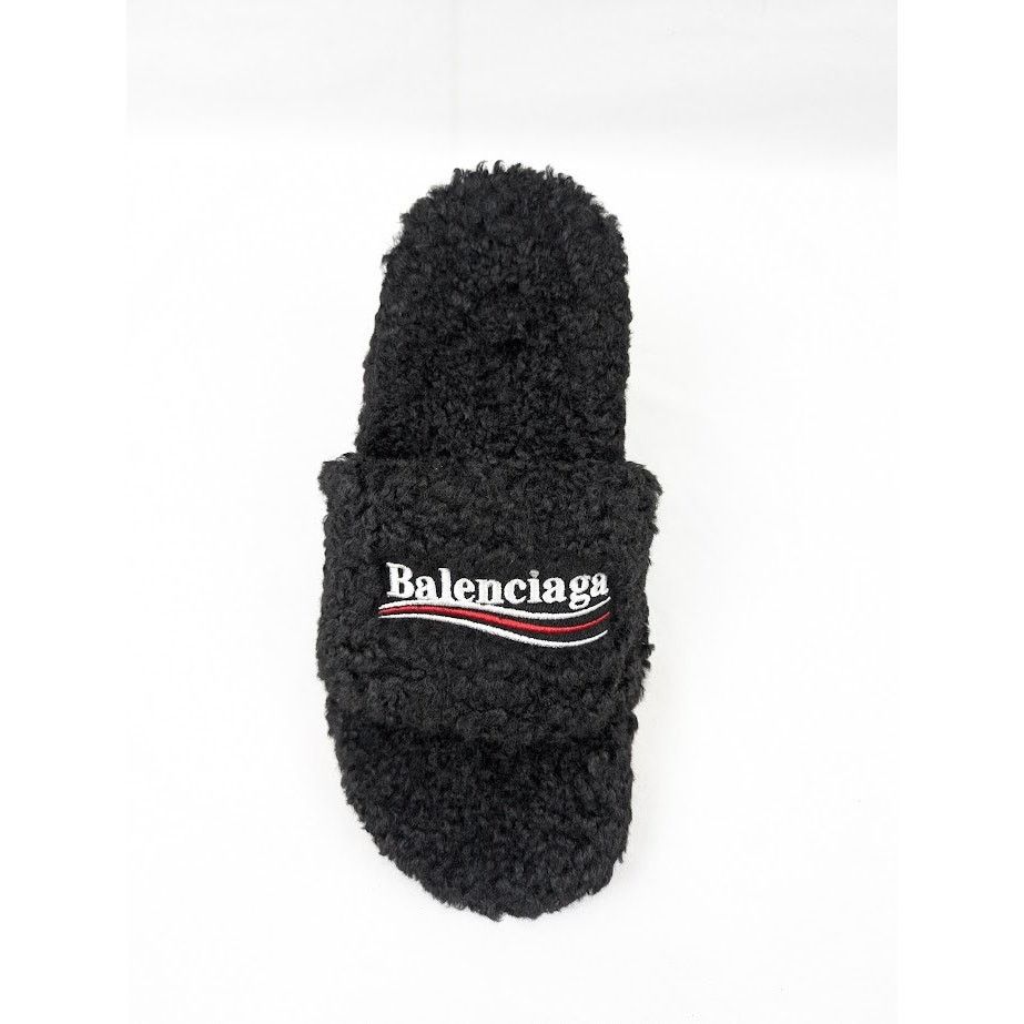 Balenciaga o1rshd1 Furry Sandals M80 in Black/White/Red Size US 10 / IT 40 - 6 Thumbnail