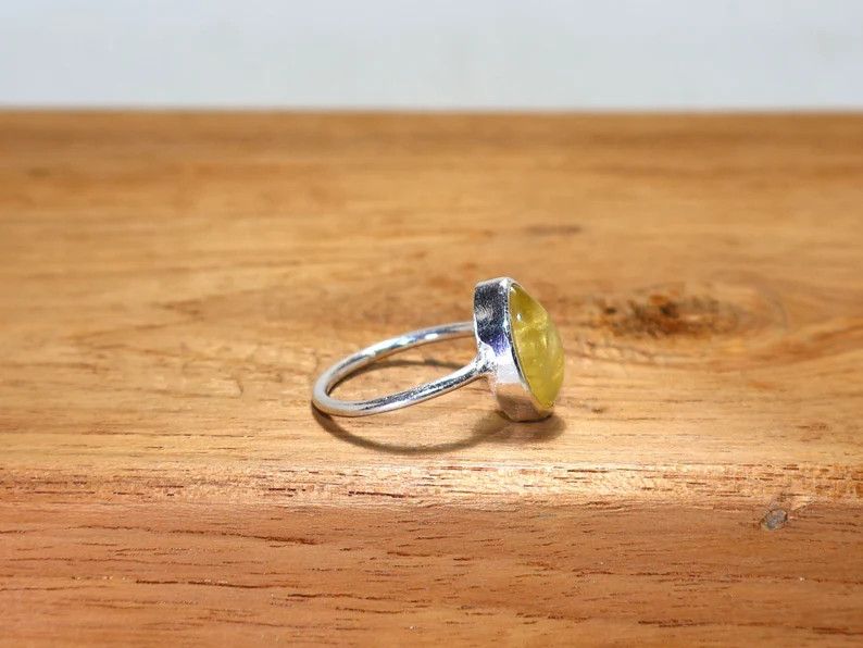 Handmade Handmade Marquise Lemon Quartz Ring: 925 Silver Ring Size ONE SIZE - 5 Thumbnail