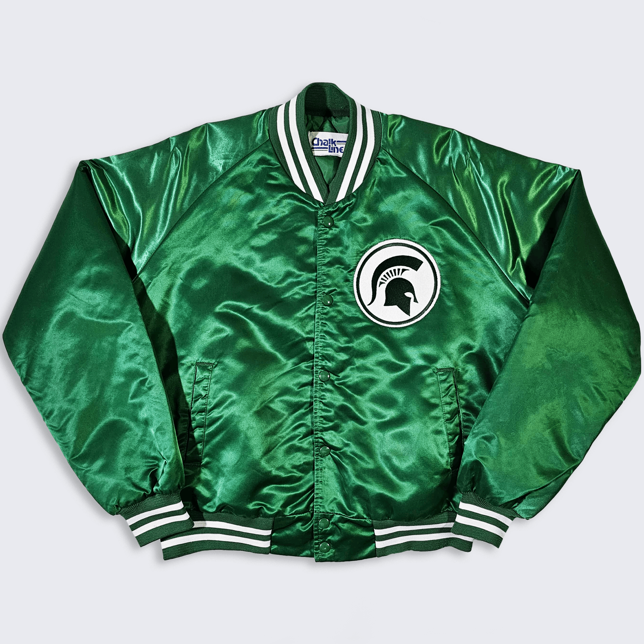 Vintage Michigan State Spartans Vintage 80s Chalk Line Satin Bomber Size US L / EU 52-54 / 3 - 2 Thumbnail