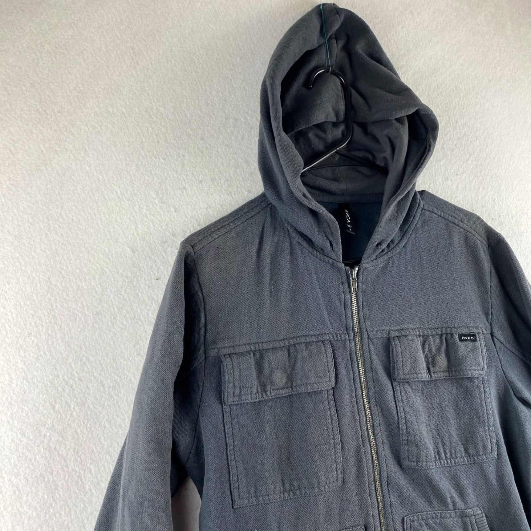 RVCA RVCA Hoodie Mens S Gray Bomber Full Zip Fleece Lined Hooded Pockets Shirt? Size US S / EU 44-46 / 1 - 5 Thumbnail