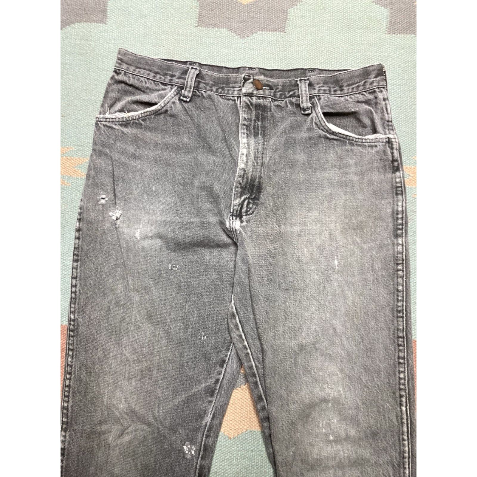 Vintage VINTAGE Rustler Jeans Distressed Grunge Straight Leg Black 32x31 Men Size US 32 / EU 48 - 4 Thumbnail