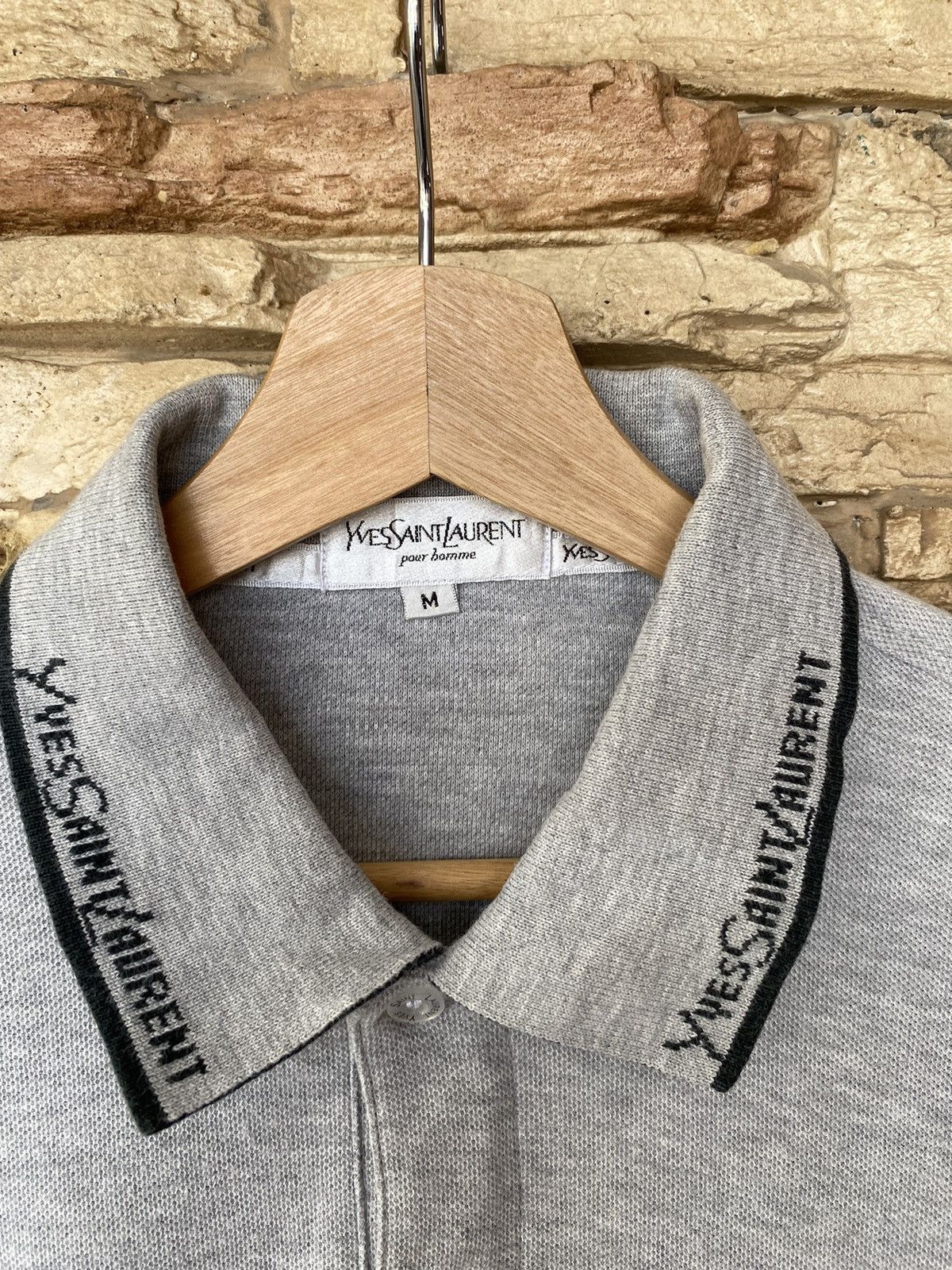 Yves Saint Laurent Yves Saint Laurent Grey Logo Collar Polo Size US S / EU 44-46 / 1 - 5 Thumbnail