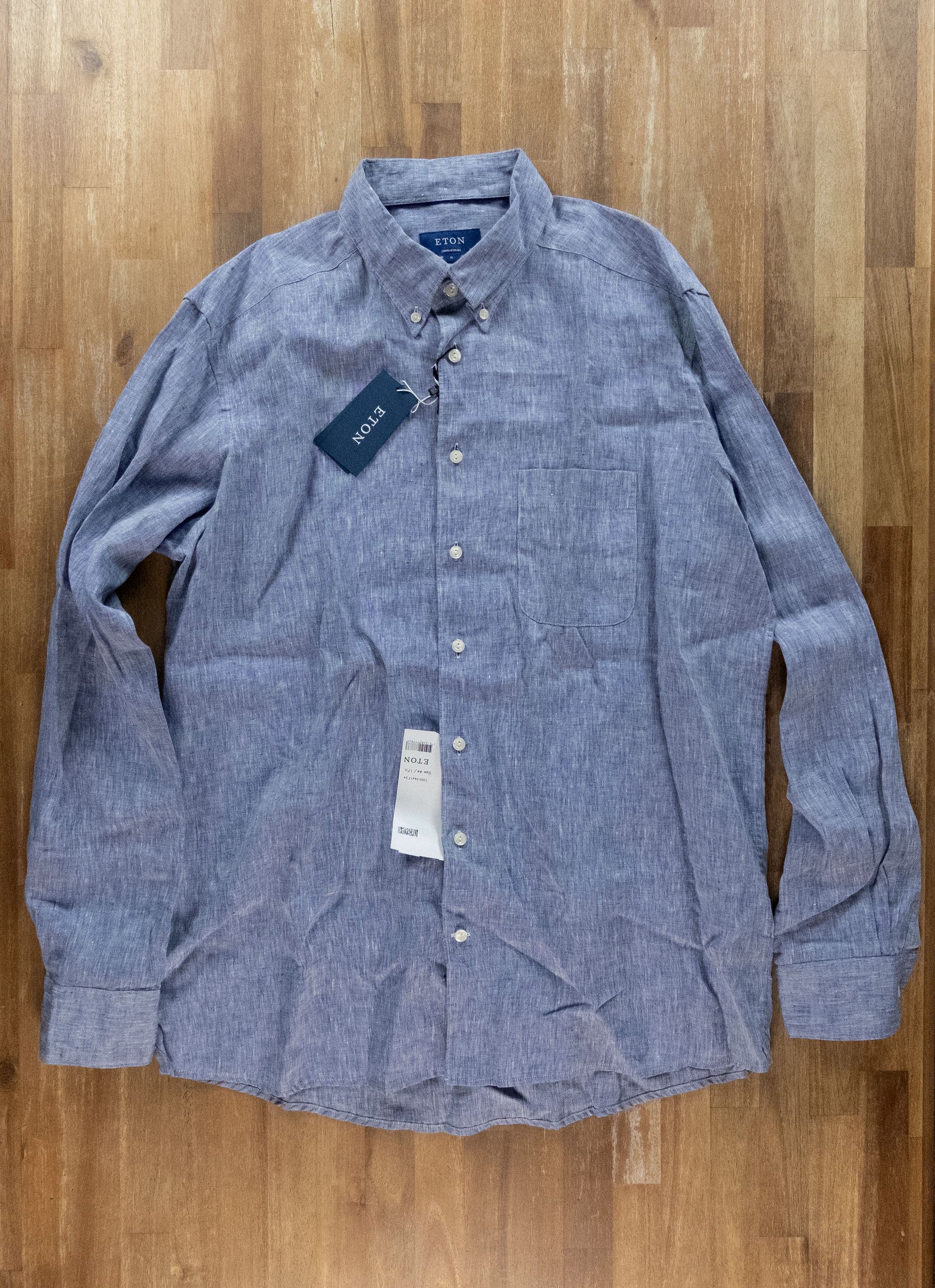 Eton ETON of Sweden contemporary fit blue linen shirt 44 XL Size US XL / EU 56 / 4 - 1 Thumbnail