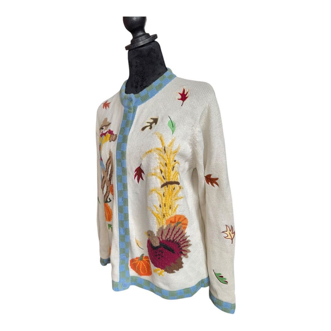 Vintage VTG Quacker Factory Medium Fall Cardigan Sweater Scarecrow Size M / US 6-8 / IT 42-44 - 3 Thumbnail