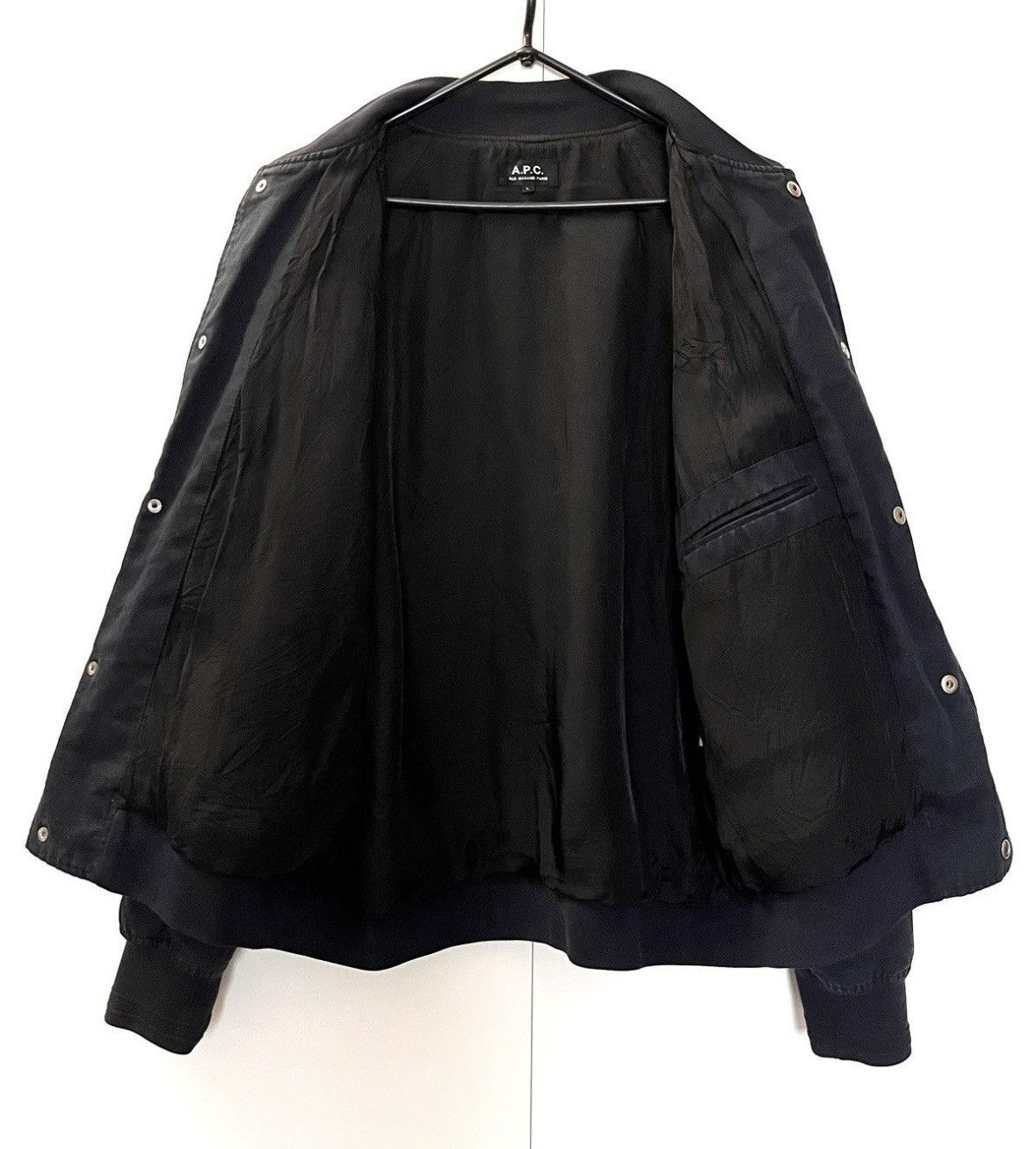 A.P.C. × Japanese Brand 🇯🇵A.P.C Navy Kenickie Teddy Dark Navy Bomber Jacket Size US L / EU 52-54 / 3 - 5 Thumbnail