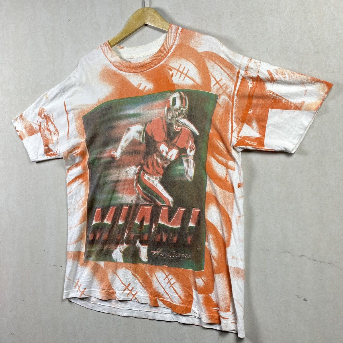NBA × Vintage Vintage 90s Miami Hurricanes NCAA Single Stitch NFL Size US XL / EU 56 / 4 - 3 Thumbnail