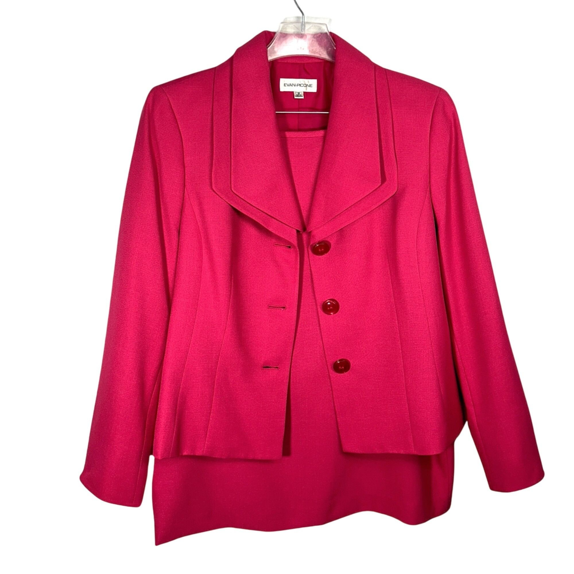 Evan Picone Evan Picone Women's Pink 2-Piece Skirt Suit Set Blazer & Ski Size 40" / US 18 - 1 Thumbnail