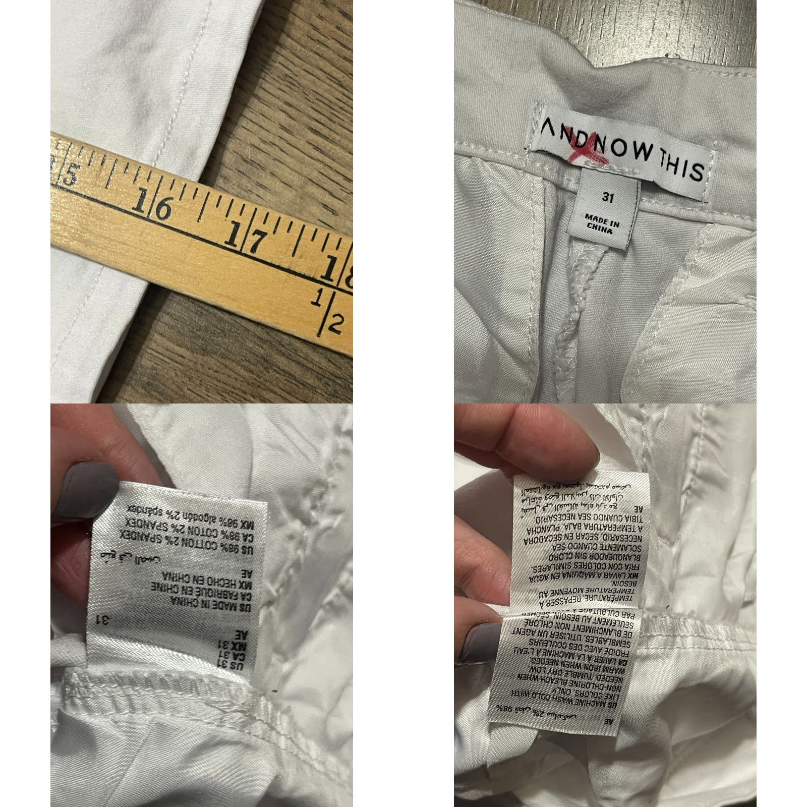 Vintage AND NOW THIS Shorts Men's 31 White Pockets Flat Front Casual Chino Regular Size US 31 - 8 Thumbnail