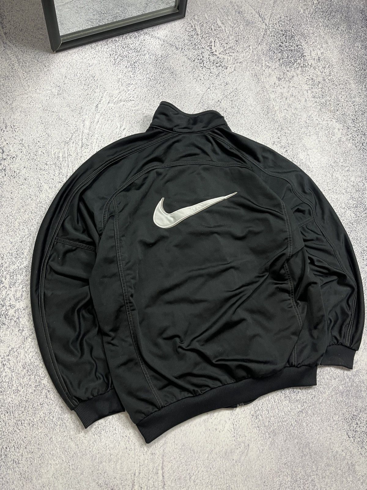 Nike × Vintage 90’s Nike Track Jacket Retro Rare Drill Swoosh Logo Jacket Size US L / EU 52-54 / 3 - 10 Thumbnail