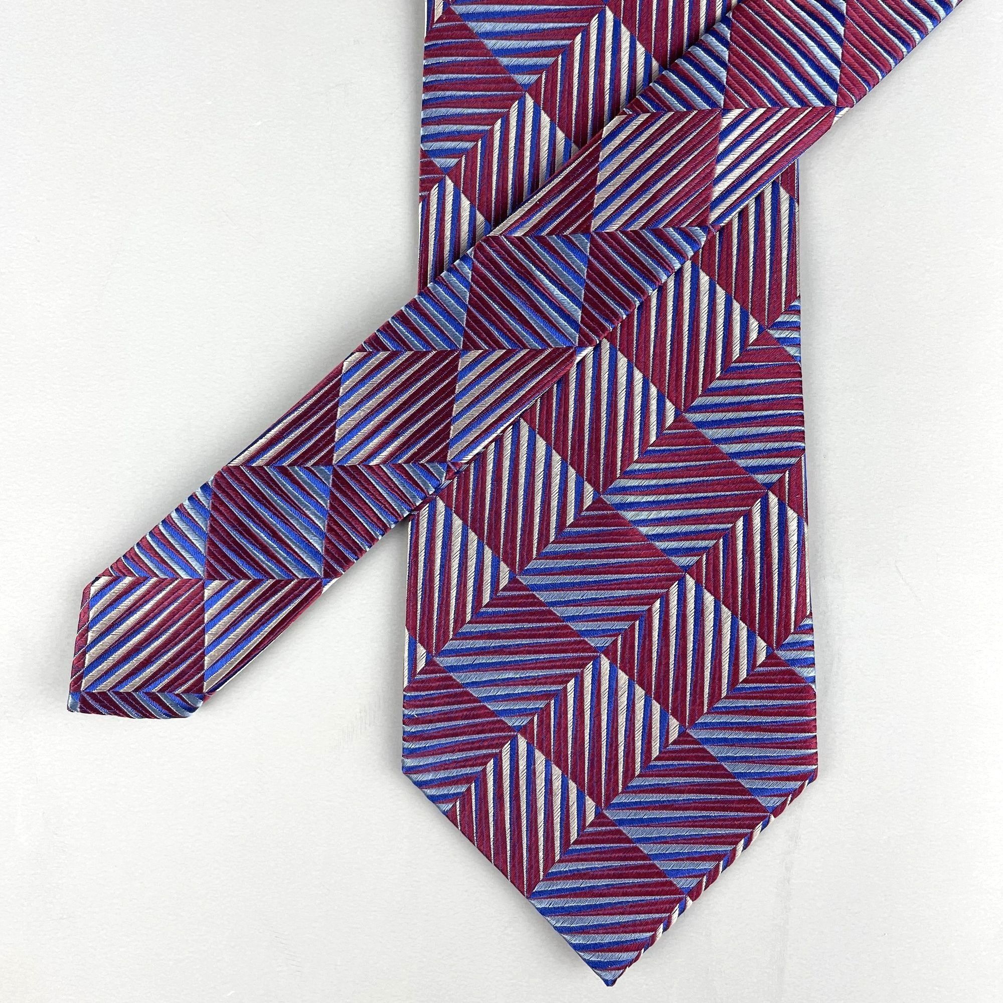 Jhane Barnes Jhane Barnes Burgundy Red Geometric Diamond Print Silk Tie Size ONE SIZE - 1 Thumbnail
