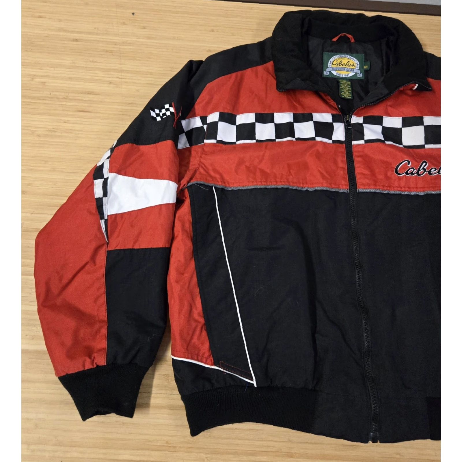 Vintage Cabela's Jacket Mens Large Red Racing Checkered Outdoor Gear Full Zip Nylon Size US L / EU 52-54 / 3 - 3 Thumbnail