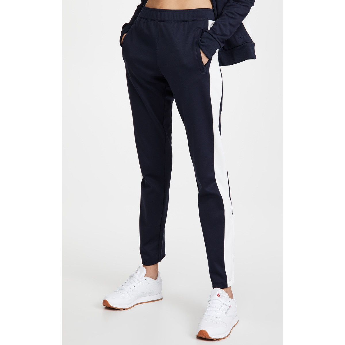 Tory Burch Tory Sport Navy / White Colorblock Track Pants Size 29" - 1 Thumbnail