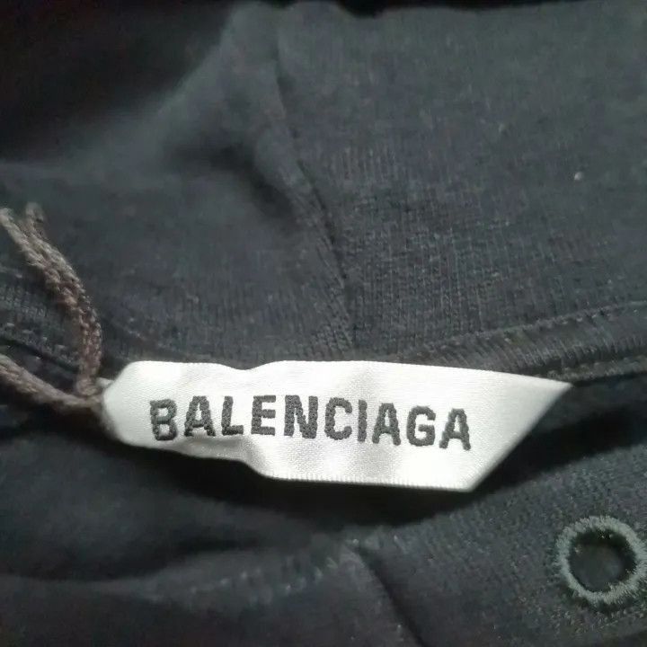 Balenciaga Balenciaga Black Logo Print Hooded Sweatshirt 0079-2507 Size M / US 6-8 / IT 42-44 - 4 Thumbnail