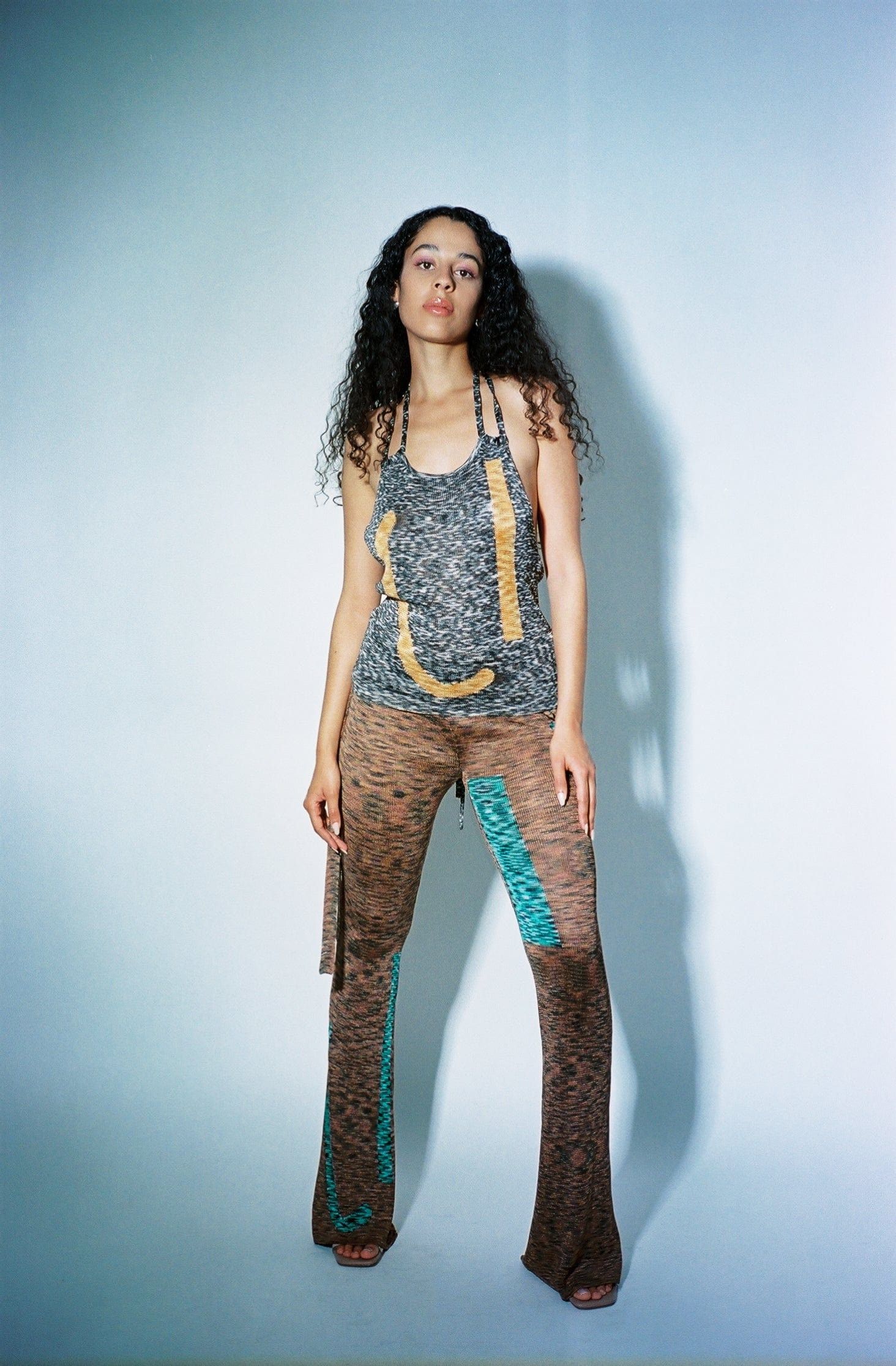 Eckhaus Latta Eckhaus Latta Glitch Knit Brown & Green Pattern Flare Pants Size 28" / US 6 / IT 42 - 7 Thumbnail