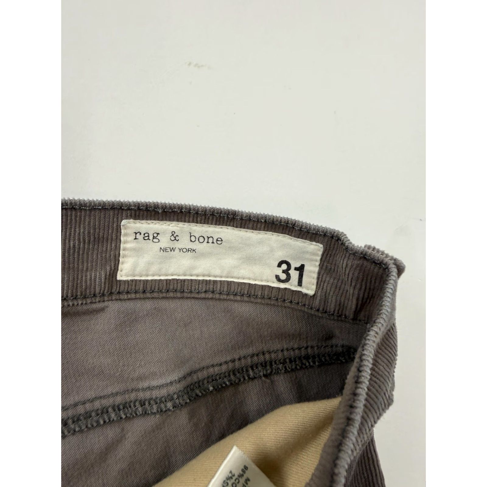 Rag & Bone Rag & Bone Womens Gray High Rise Skinny Corduroy Jegging Pants 31 Casual Size 24" / US 00 / IT 34 - 3 Thumbnail