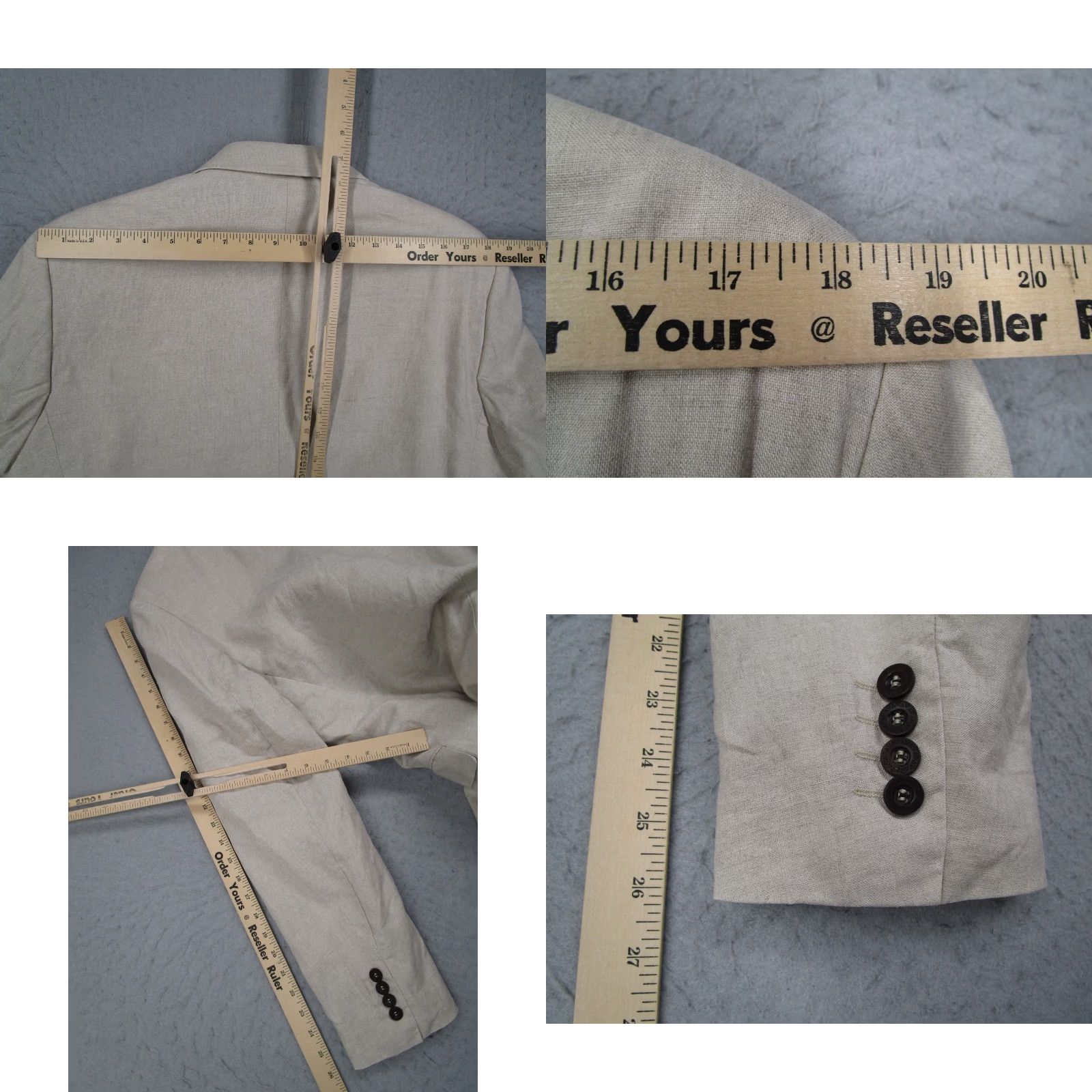 Vintage Vintage Shakur Olla Mens 42 R Beige Linen 3 Button Blazer Sport Coat Size 42R - 10 Thumbnail