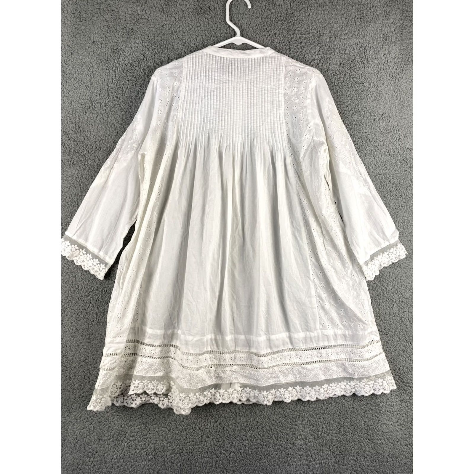 Vintage Splash Shirt Dress Women’s Size 12 Tunic Top Blouse / 34-33 White Cotton Splash Ladies Classic Blouse Shirt Size XL / US 12-14 / IT 48-50 - 7 Thumbnail