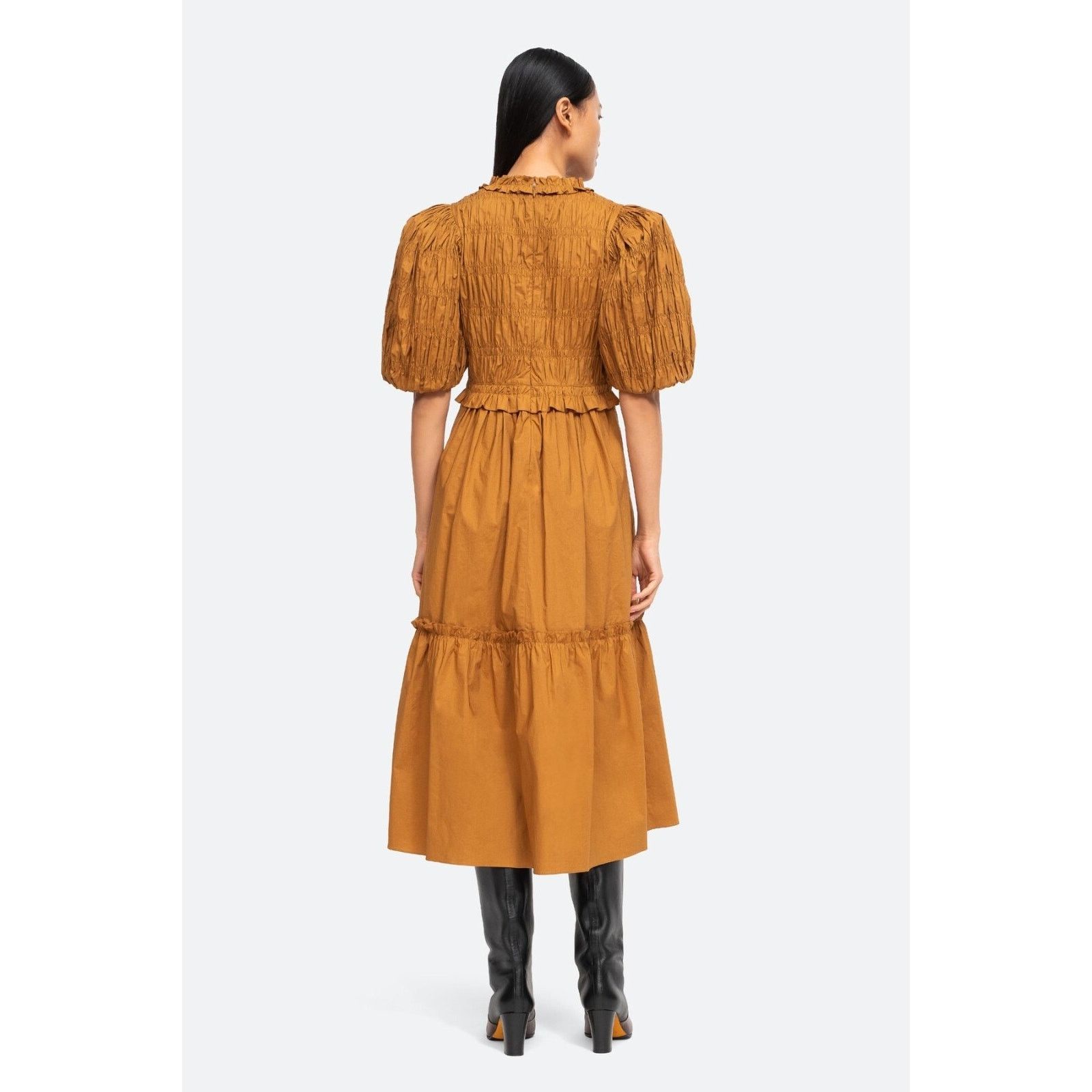 Sea New York Sea New York Rene Smocked Bronze Tiered Midi Dress US 0 Size XS / US 0-2 / IT 36-38 - 2 Thumbnail