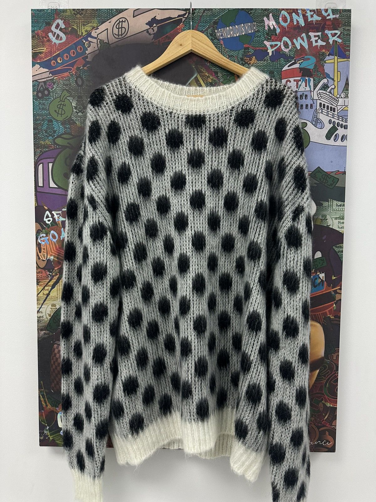 Marni Marni Fuzzy Mohair Crewneck Sweatshirt Sweater Black White Size US XL / EU 56 / 4 - 1 Thumbnail