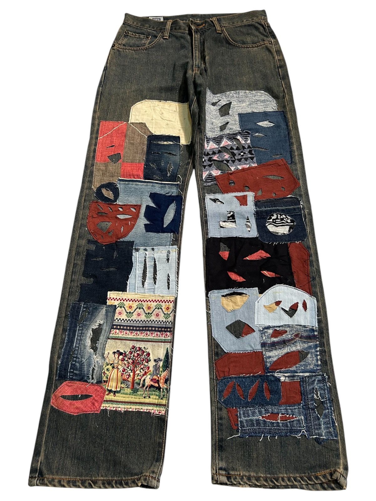 Japanese Brand × Kapital × Vintage Rare Edwin Rusty Rework Insane Custom Denim Jeans Size US 30 / EU 46 - 1 Thumbnail