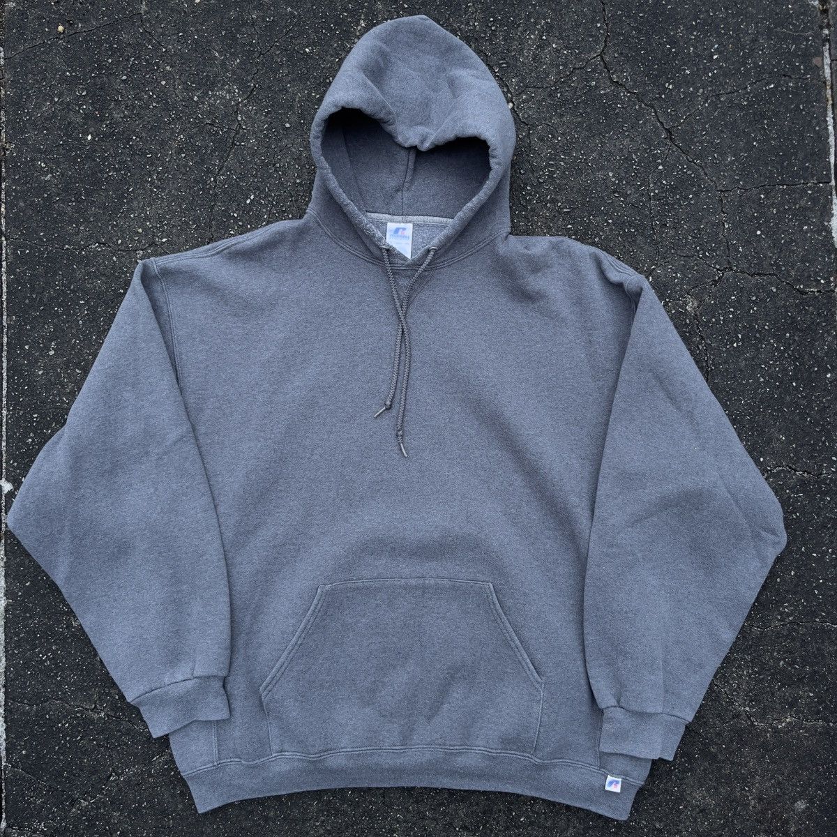 Russell Athletic × Vintage Vintage Y2K RUSSELL ATHLETIC Blank Smoke Grey Hoodie Size US XXL / EU 58 / 5 - 1 Thumbnail