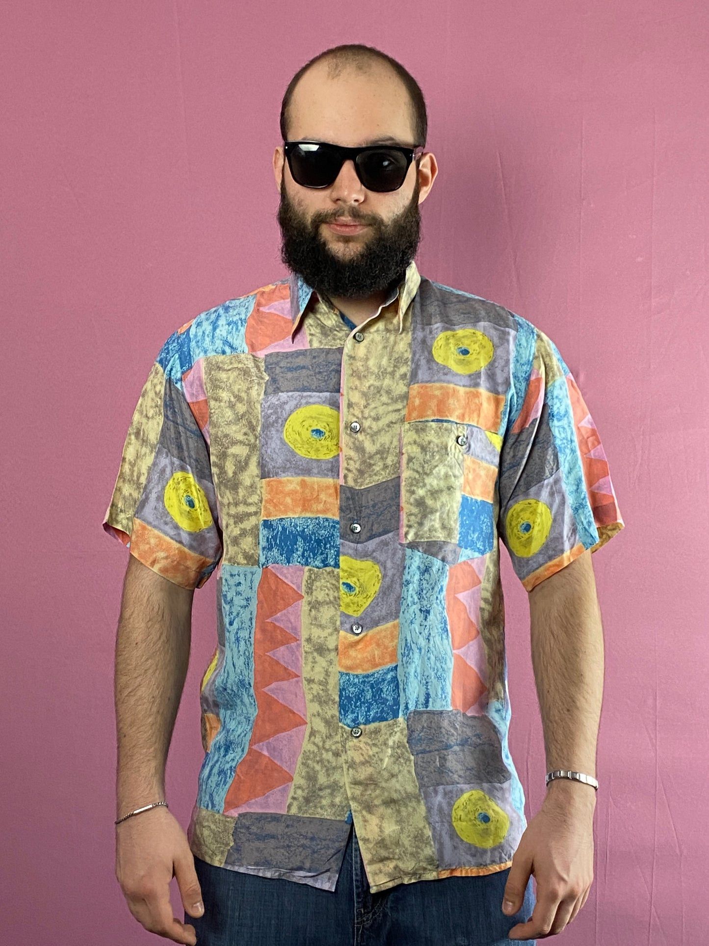 Vintage Rian Rucci Vintage Men's Abstract Print Short Sleeve Shirt-S Size US M / EU 48-50 / 2 - 2 Thumbnail