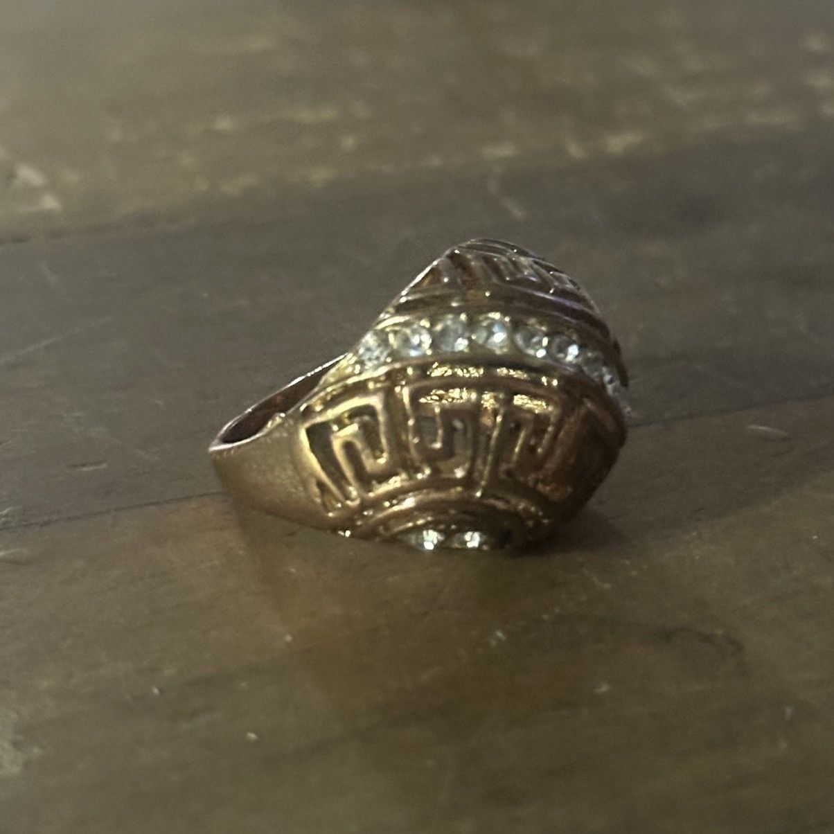 Other Gold tone filigree rhinestone accent dome ring Size ONE SIZE - 7 Thumbnail