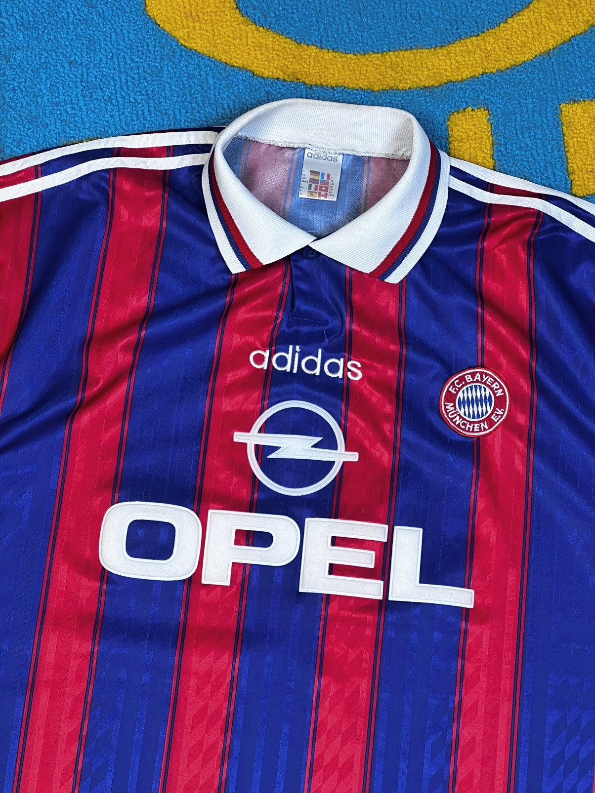 Adidas Vintage Adidas Bayern 1996-97 Home Red Blue Jersey Size US XL / EU 56 / 4 - 4 Thumbnail