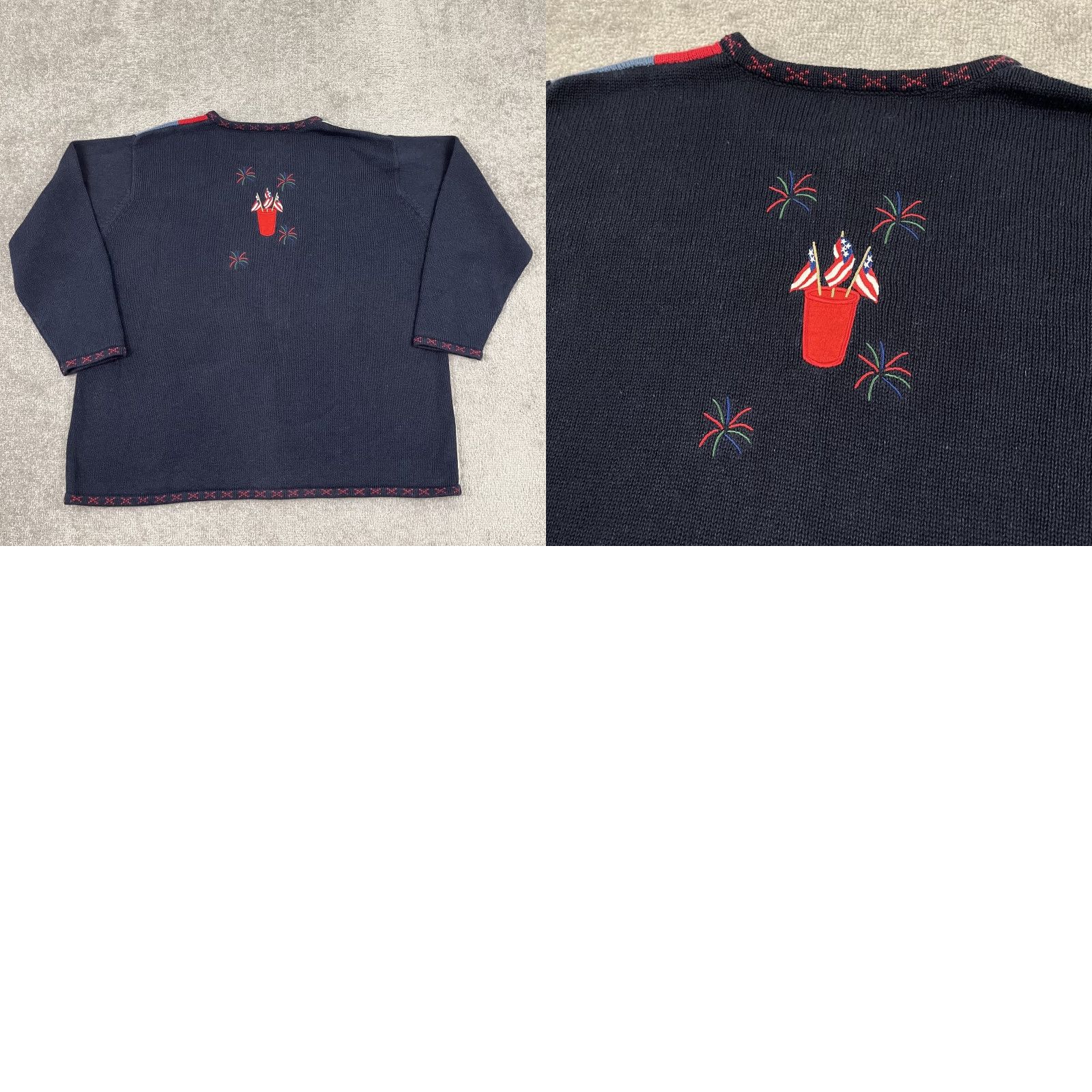 Quacker Factory VINTAGE Quacker Factory Sweater Plus Size 2X Blue Geometric Knit Holiday 90s Womens Size XXL / US 16-18 / IT 52-54 - 8 Thumbnail