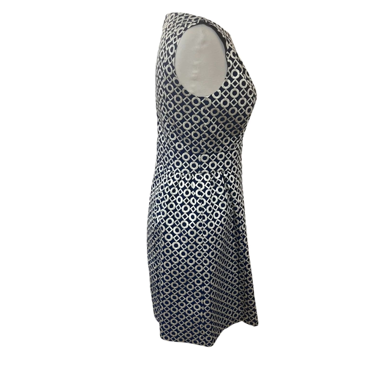 Ralph Lauren Lauren Ralph Lauren Dress Sleeveless Midi Size 2 Navy Blue Champagne Gold Print Womens Size XS / US 0-2 / IT 36-38 - 4 Thumbnail